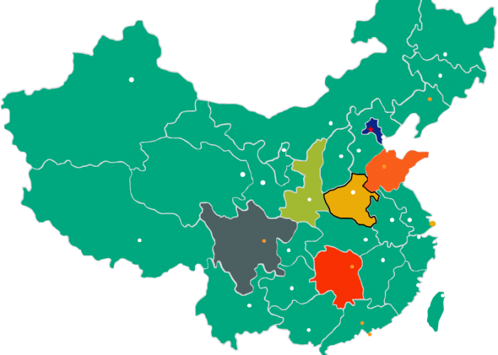 中国巡展地图彩色